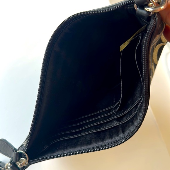 Coach big wristlet/bag black/gray monogram wallet - Picture 4 of 14